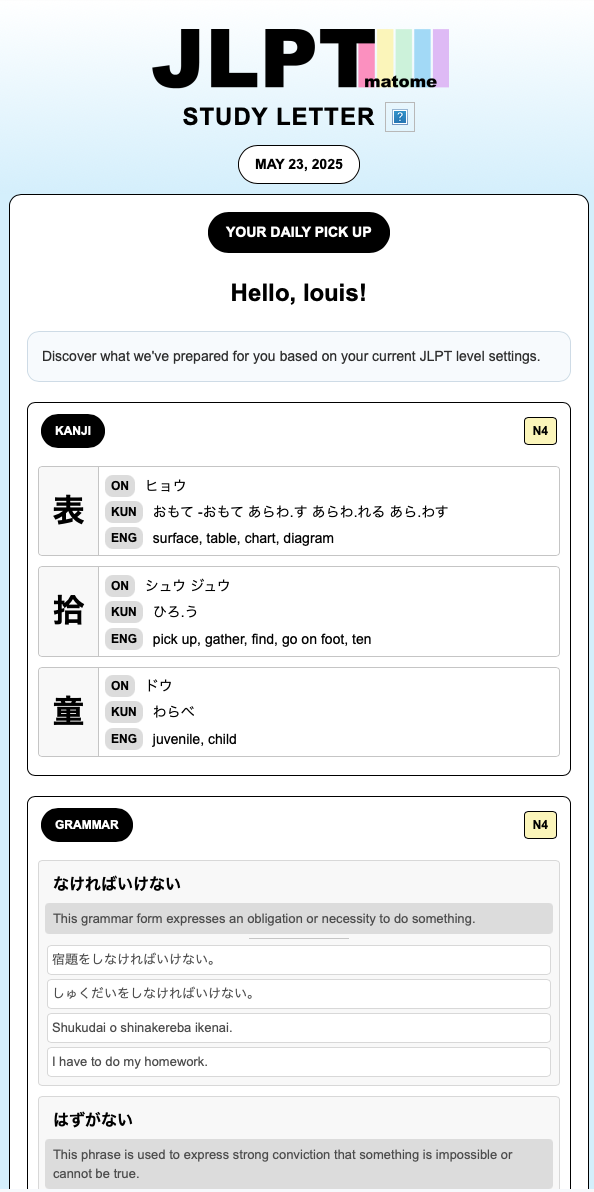 Study letter example